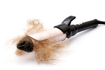 Hair curler tool and clump of hair