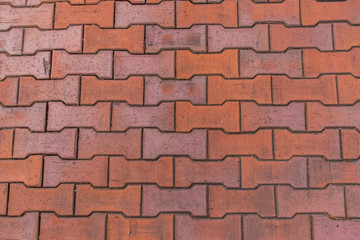 赤いレンガ調の地面