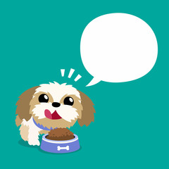 Vector cartoon character cute shih tzu dog and white speech bubble for design.