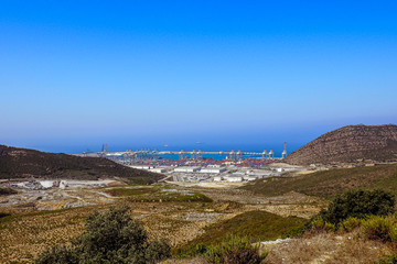 Fototapeta na wymiar Port of Tanger Med, Morocco, the largest port in Africa