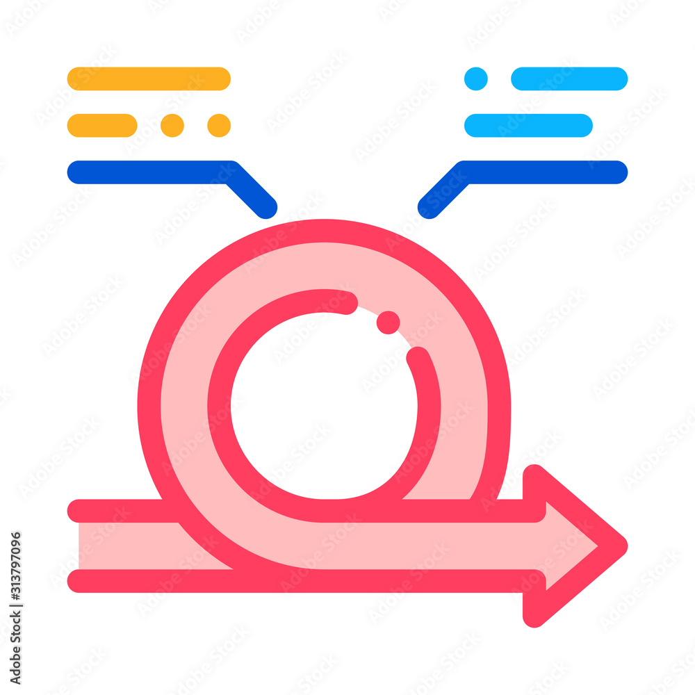 Poster round agile arrow mark with comments vector icon thin line. agile rocket and document, gear and pack