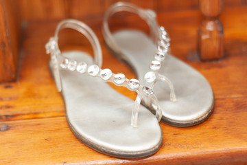 A bride's wedding shoes 