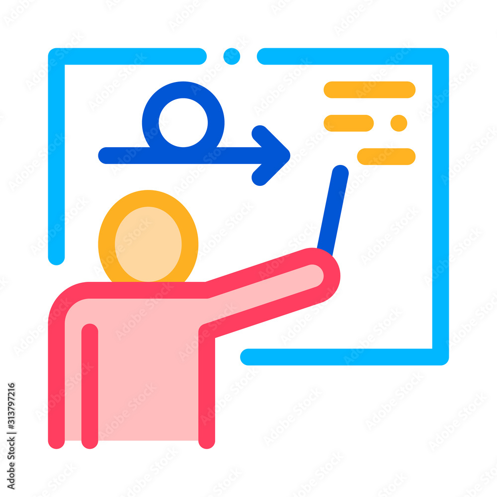 Aufkleber man silhouette near blackboard agile sign vector icon thin line. agile rocket and document, gear and