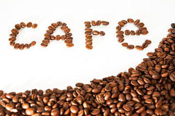 inscription coffee beans cafe and coffee