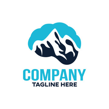 Modern brain mountains and medicine logo
