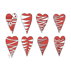 Sweet set of hearts. illustration drawn by hand for wedding and children's design, logo and greeting card, fabric, textiles, cover. Scandinavian style