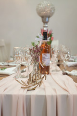 Table arrangements for a wedding reception