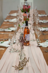 Table arrangements for a wedding reception