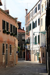 Typical narrow alleys within the residential areas of Venice, Italy