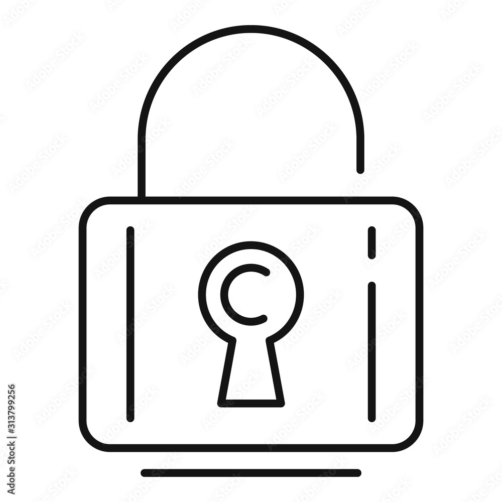 Poster padlock icon. outline padlock vector icon for web design isolated on white background