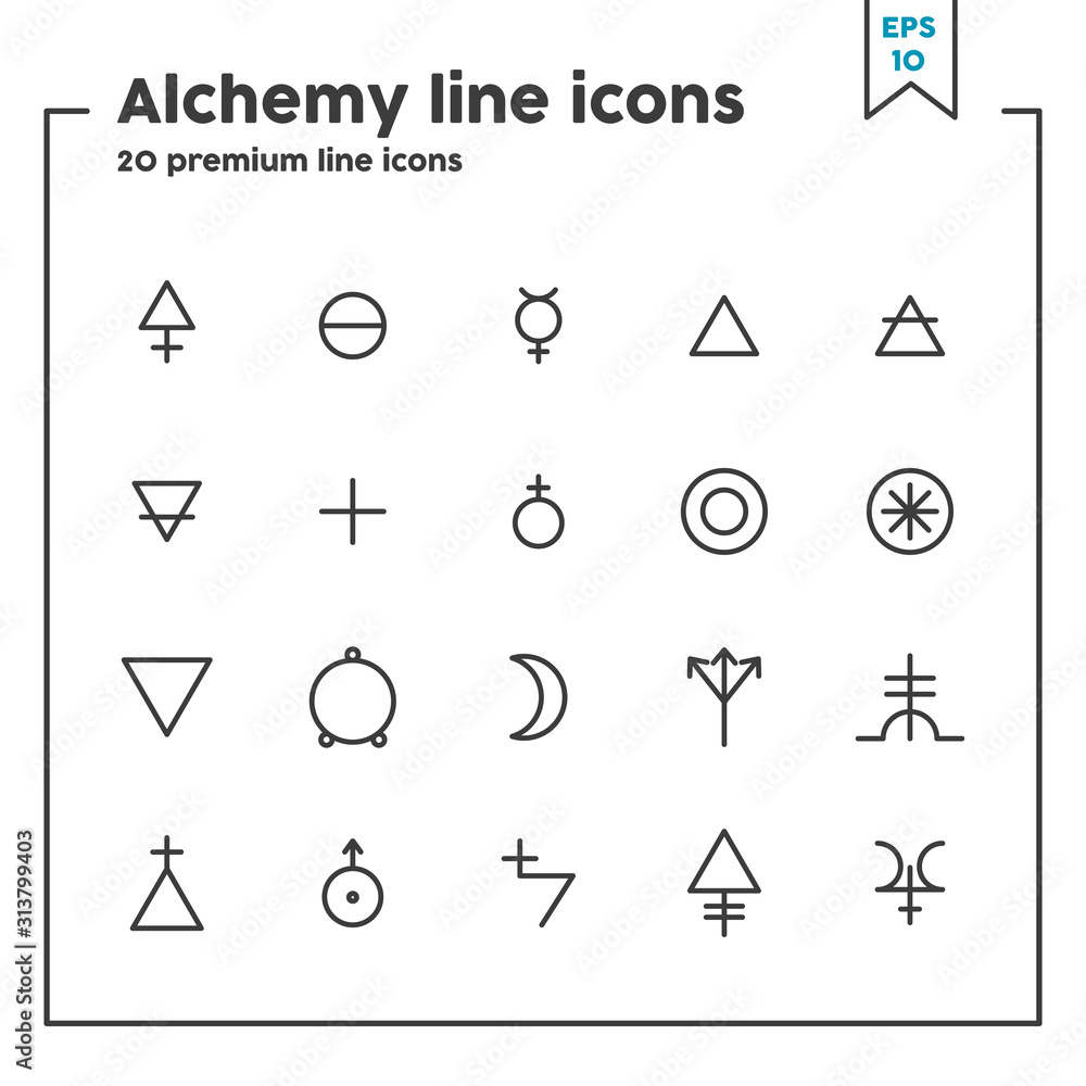 Poster alchemy thin line icon. vector illustration symbol elements for web design and apps.