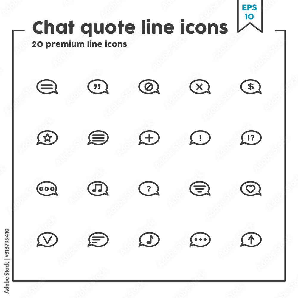 Poster chat quote thin line icon. vector illustration symbol elements for web design and apps.