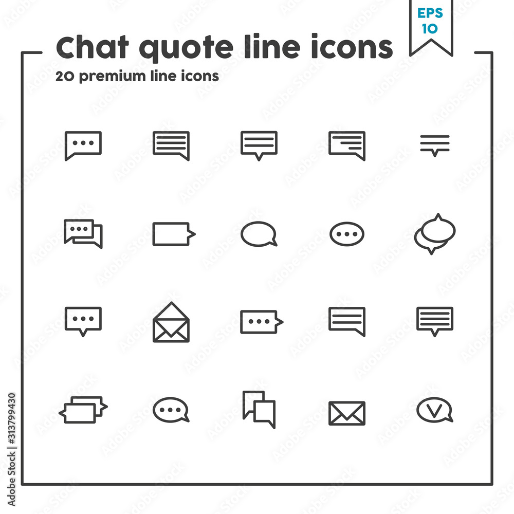 Poster chat quote thin line icon. vector illustration symbol elements for web design and apps.