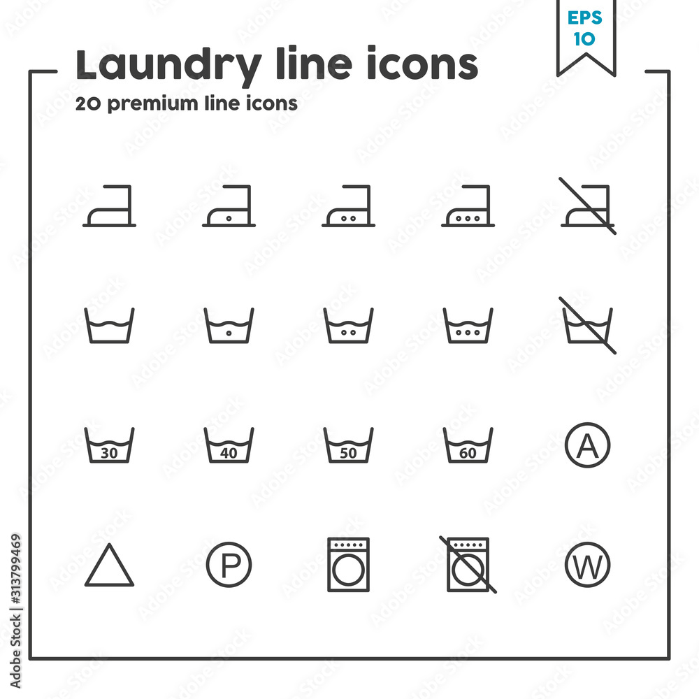 Poster laundry thin line icon. vector illustration symbol elements for web design and apps..
