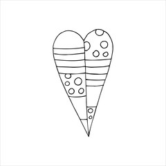 Cute single heart.  Vector illustration drawn by hand for wedding and children's design, logo and greeting card, fabric, textiles, cover. Scandinavian style.
