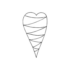 Cute single heart.  Illustration drawn by hand for wedding and children's design, logo and greeting card, fabric, textiles, cover. Scandinavian style