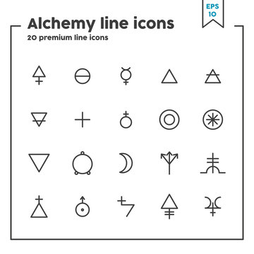 Alchemy thin line icon. Vector illustration symbol elements for web design and apps.