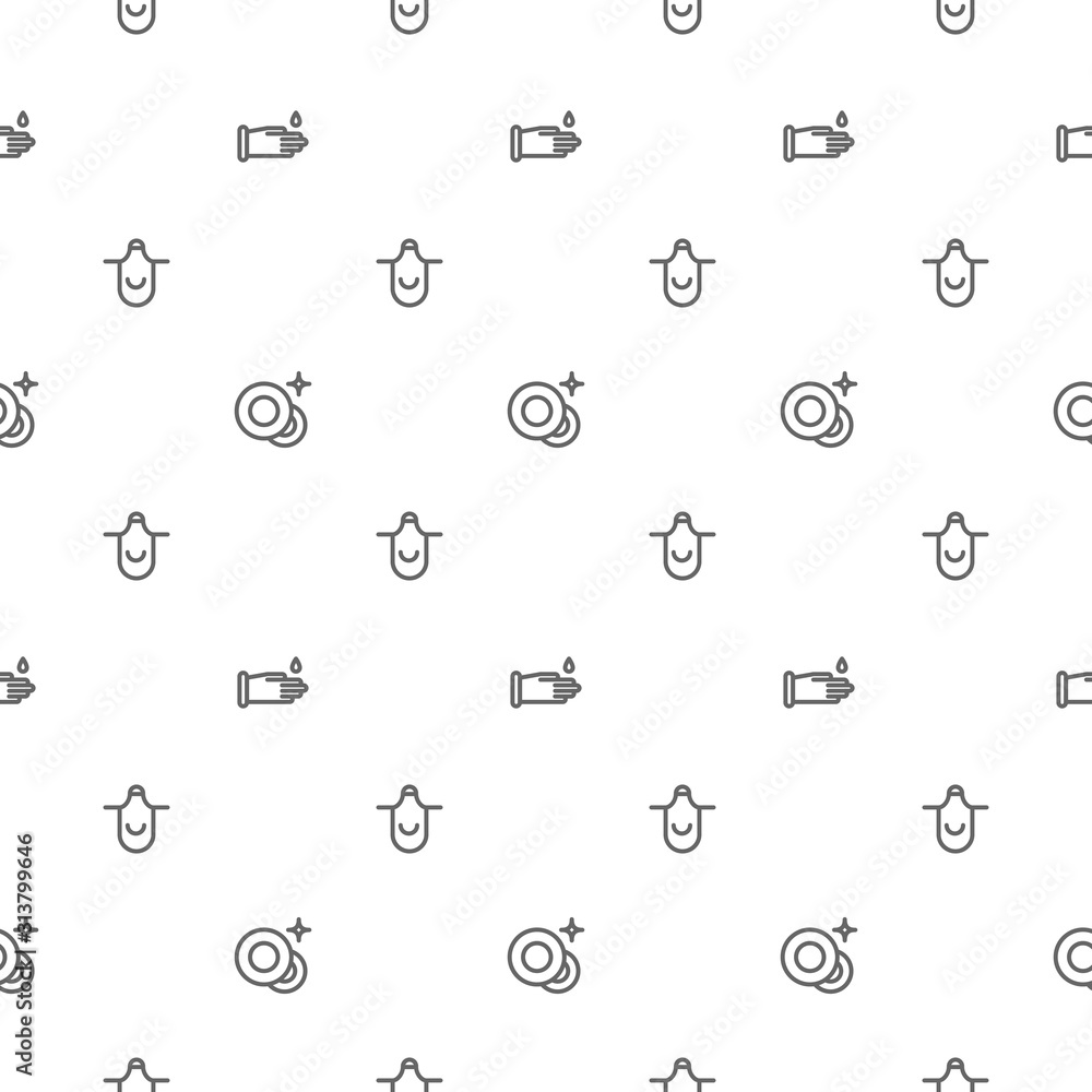 Poster cleaning service pattern. thin line vector elements.