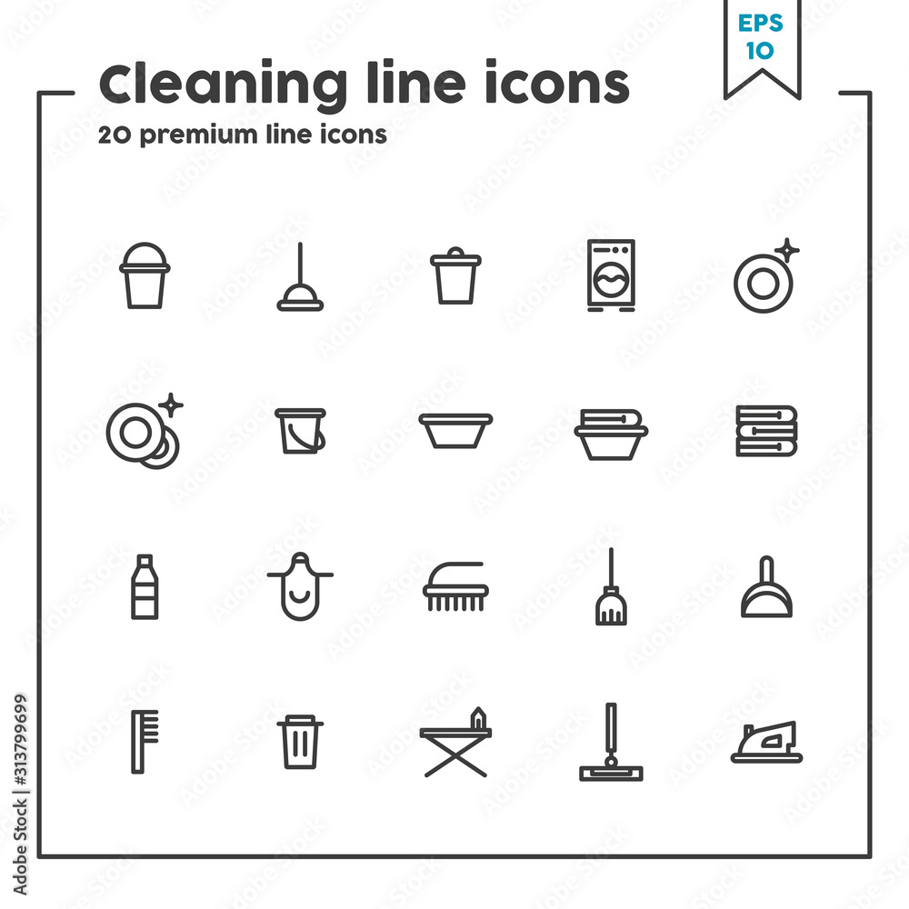 Poster cleaning thin line icon. concept of cleaning service. vector illustration symbol elements for web de