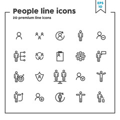 People thin line icon. Concept of business, partnerships, cooperation. Vector illustration symbol elements for web design and apps..