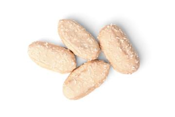 Coconut eclairs or custard cookies isolated on white background.