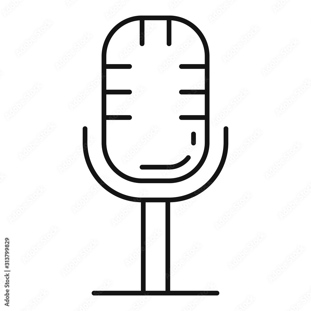 Sticker studio microphone icon. outline studio microphone vector icon for web design isolated on white backg