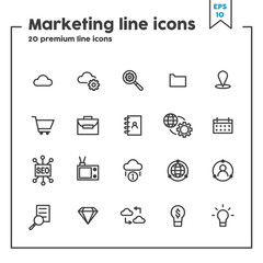 Marketing thin line icon. Concept of sales, set and marketing. Vector illustration symbol elements for web design and apps.