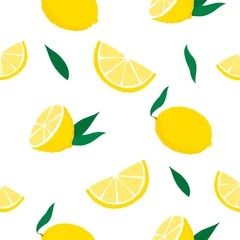 Photo sur Plexiglas Citrons modèle sans couture de citrons sur fond blanc