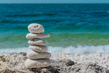 Fototapeta na wymiar Seascape background- sea and stones