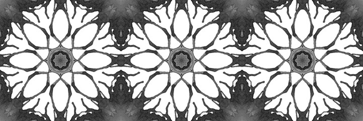 Stylized arabian drawing. Can be used for fashion design, decor, scrapbooking, fabric, ceramic, napkin print. Seamless pattern. .Black-white background.