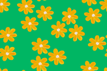 Pink ornament of delicate flowers. Oil painting.