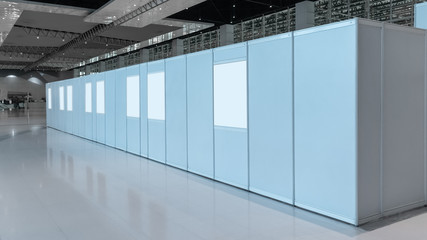 White room partition  in convention hall or trade or exhibition room