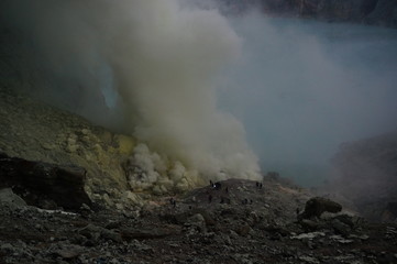 Ijen Crater is a acidic crater lake located at the top of Mount Ijen with a lake depth of 200 meters and the area of ​​the crater reaching 5,466 hectares.