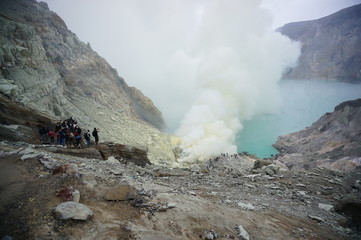 Ijen Crater is a acidic crater lake located at the top of Mount Ijen with a lake depth of 200 meters and the area of ​​the crater reaching 5,466 hectares.