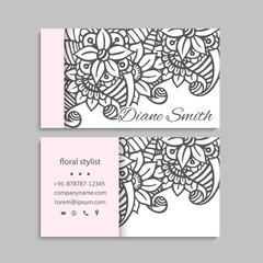 Flower business cards white and black