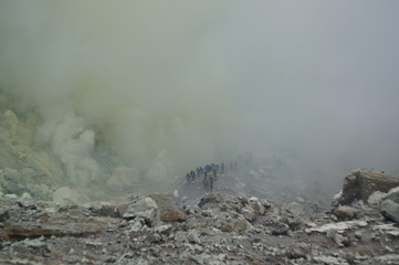 Ijen Crater is a acidic crater lake located at the top of Mount Ijen with a lake depth of 200 meters and the area of ​​the crater reaching 5,466 hectares.