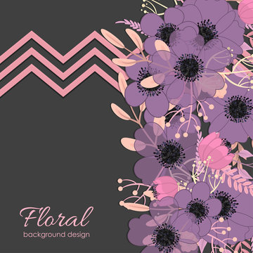 Purple floral background - flower border