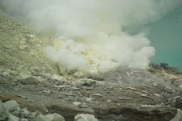 Ijen Crater is a acidic crater lake located at the top of Mount Ijen with a lake depth of 200 meters and the area of ​​the crater reaching 5,466 hectares.