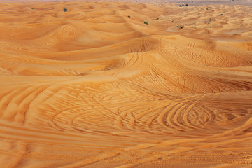 Red Sand Desert Barchan and Blue Sky Lanscape