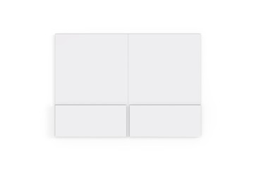Blank white reinforced pocket folders on isolated white background, mock up template for design presentation. 3d illustration