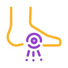 Foot Heel Pain Orthopedic Element Vector Icon Thin Line. Orthopedic And Trauma Rehabilitation, Collar And Walkers Concept Linear Pictogram. Medical Rehab Goods Illustration