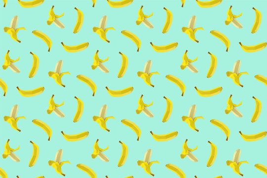 Banana Pattern on Light Background. Low Poly Vector 3D Rendering