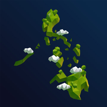 Philippines Vector Low Poly 3D Cartoon Map