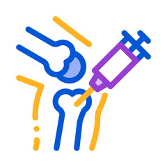 Syringe Injection Vaccine In Bone Vector Icon Thin Line. Orthopedic And Trauma Rehabilitation, Vaccine And Walkers Concept Linear Pictogram. Medical Rehab Goods Illustration