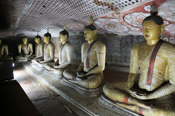 Buddha Statues in the Cave Temple in Dambulla, Sri Lankan