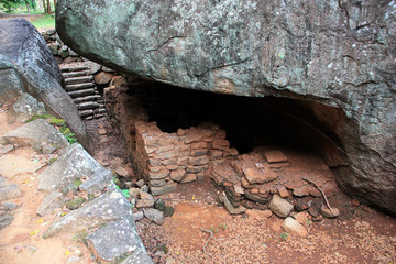 A Cave underneath the Lion Rock in Sigiriya, Sri Lanka