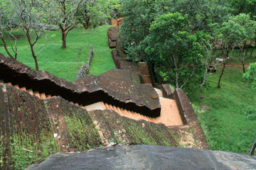 Stairs leading to the top of the Lion Rock in Sigiriya, Sri Lanka