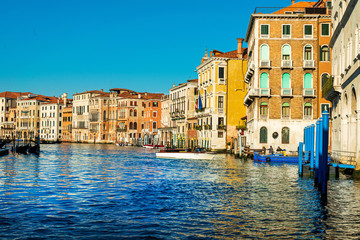 VENICE, ITALY - December 21, 2017 : View of water street and old buildings in Venice, ITALY