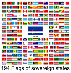 Cape Verde, collection of vector images of flags of the world