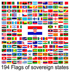 Croatia, collection of vector images of flags of the world